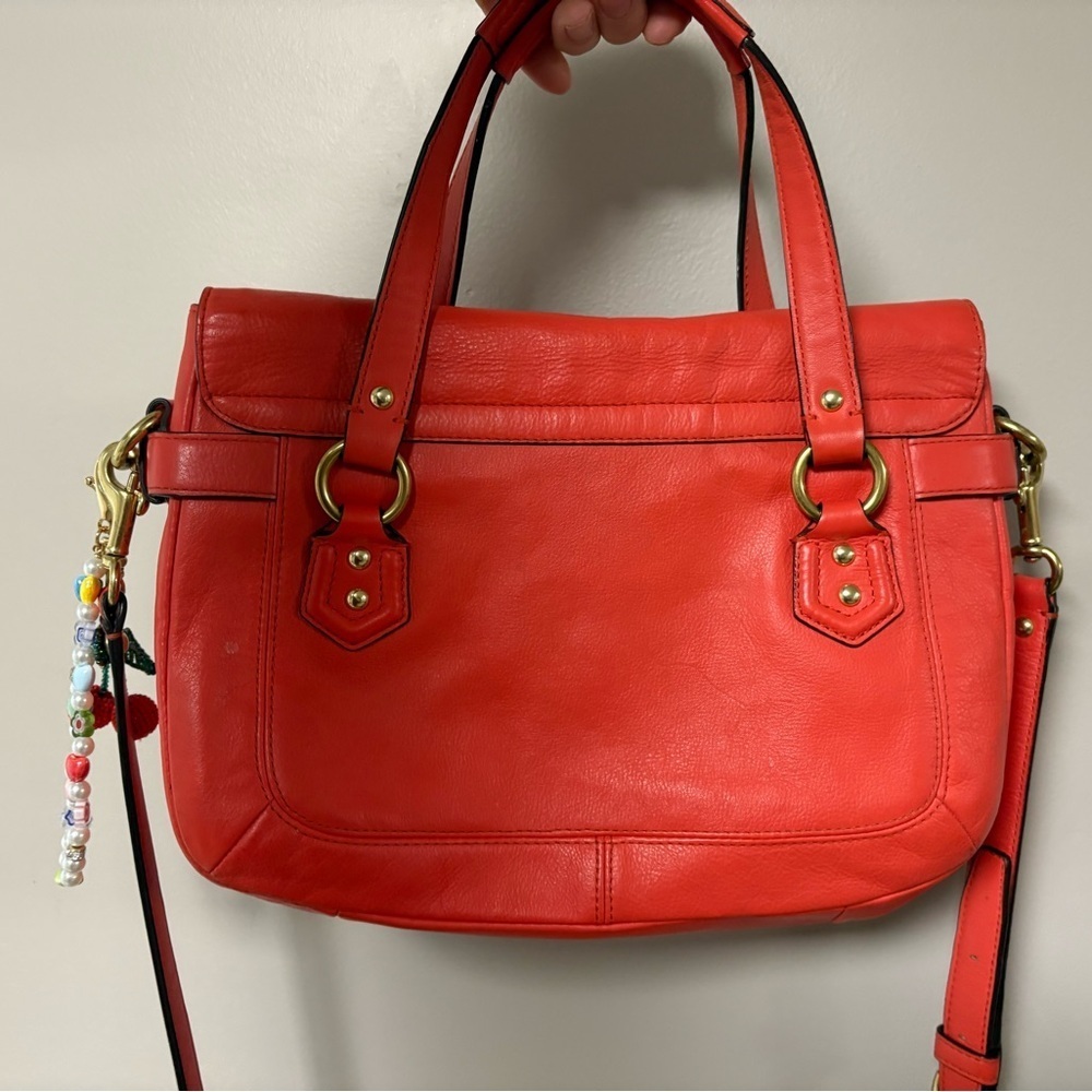 Coach SoHo Leather Satchel Coral red with Gold Accents - Picture 2 of 7